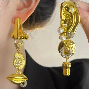 Schiaparelli Inspired Statement Earrings. Nose Mouth Ear Runway
